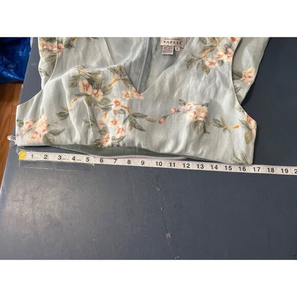 Adrianna Papell Linen Blend Dress 8 Floral V-Neck Resort Coastal Resort Summer - Picture 4 of 9